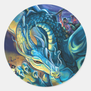 Sticker Rond Pilote de dragon bleu