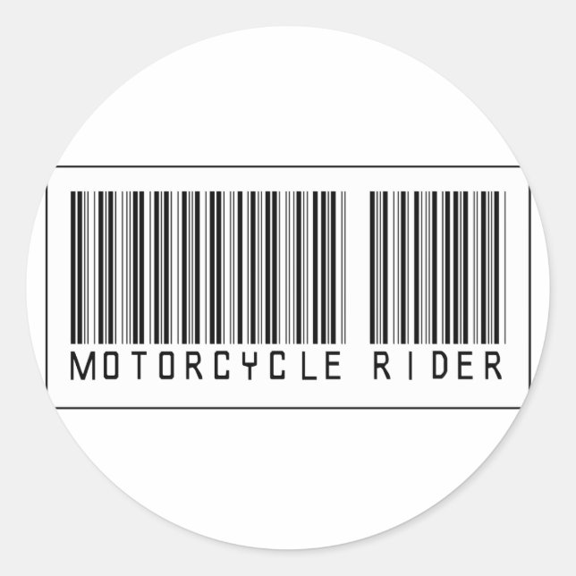 Sticker Rond Pilote de moto à code barre (Devant)