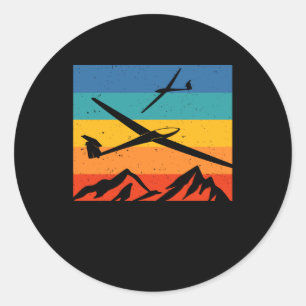 Sticker Rond Pilote de planeur à voile en plein essor