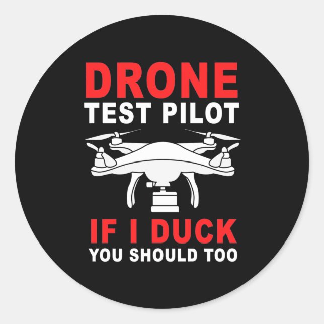 Sticker Rond Pilote d'essai de drone (Devant)