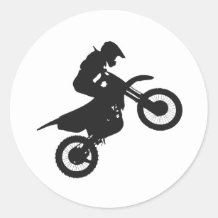 Sticker Rond Pilote Motocross - Choisir la couleur arrière - pl