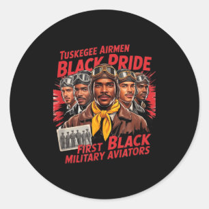 Sticker Rond Pilotes Noirs Rétro Histoire des Noirs 2ème Guerre
