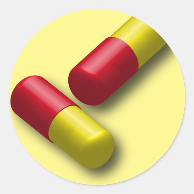 Sticker Rond pilules-capsule-médecine (Devant)