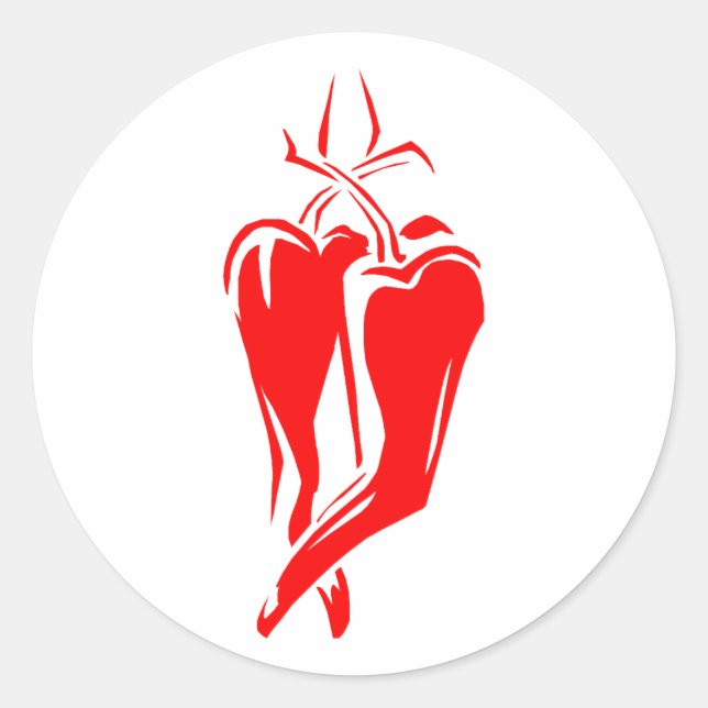 Sticker Rond piment rouge deux danses abstraites (Devant)