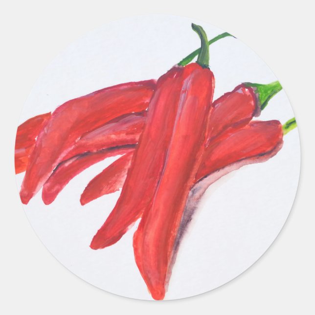 Sticker Rond Piments piment chauds rouges (Devant)