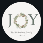 Sticker Rond Pin de coton rustique Joie Merriest Christmas Wrea<br><div class="desc">Si vous avez besoin d'une personnalisation supplémentaire,  n'hésitez pas à m'envoyer un message sur yellowfebstudio@gmail.com .</div>