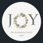 Sticker Rond Pin de coton rustique Joie Merriest Christmas Wrea<br><div class="desc">Si vous avez besoin d'une personnalisation supplémentaire,  n'hésitez pas à m'envoyer un message sur yellowfebstudio@gmail.com .</div>