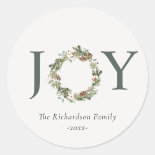 Sticker Rond Pin de coton rustique Joie Merriest Christmas Wrea
