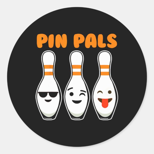 Sticker Rond Pin Pals Cute Funny Bowling (Devant)