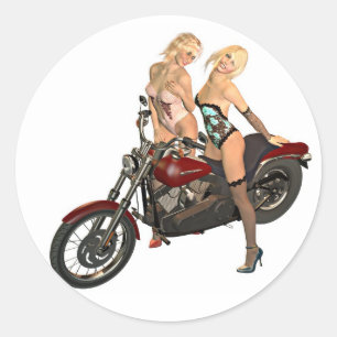 Sticker Rond Pin-up moker filles