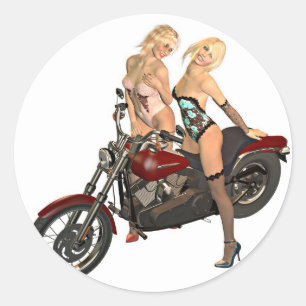 Sticker Rond Pin-up moker filles