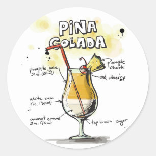 Sticker Rond Pina Colada Boisson Conception Recette