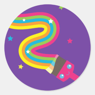 Sticker Rond Pinceau de peinture Kawaii