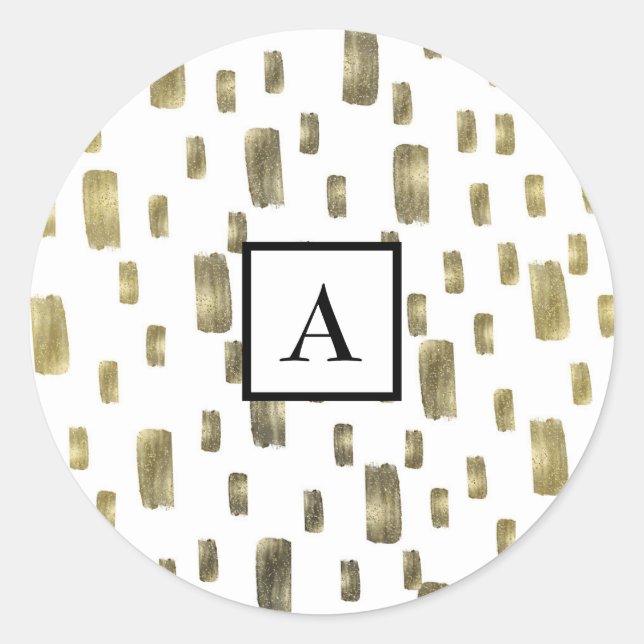 Sticker Rond Pinceau moderne or cuivre bronze scintillant (Devant)