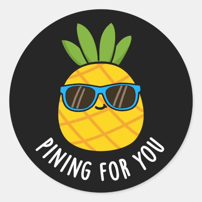 Sticker Rond Pinceau Pour Vous Amusant Pun D'Ananas Sombre BG (Devant)