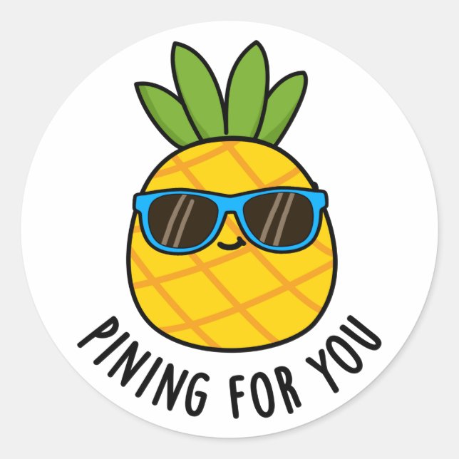 Sticker Rond Pinceau Pour Vous Drôle Pun D'Ananas (Devant)