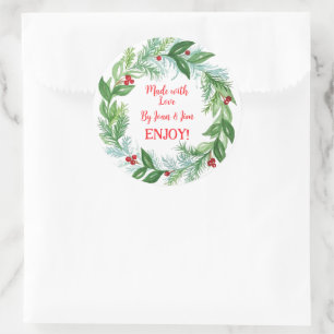 Sticker Rond Pine Berry Christmas Holiday Greens CONÇU AVEC AMO