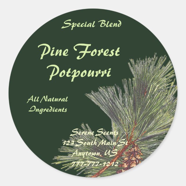 Sticker Rond Pine Bough sur Forest Green (Devant)