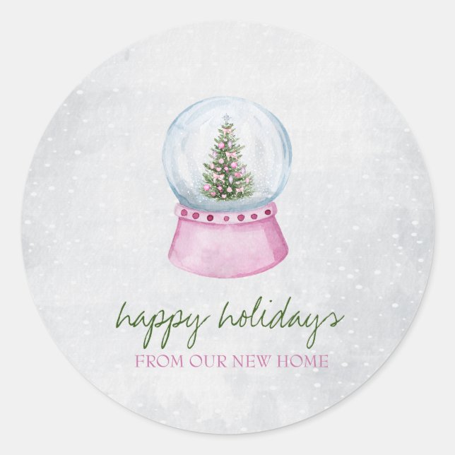 Sticker Rond Pine Tree Globe Snow Holiday   (Devant)
