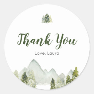 Sticker Rond Pine Tree Rustic Adventure Baby shower