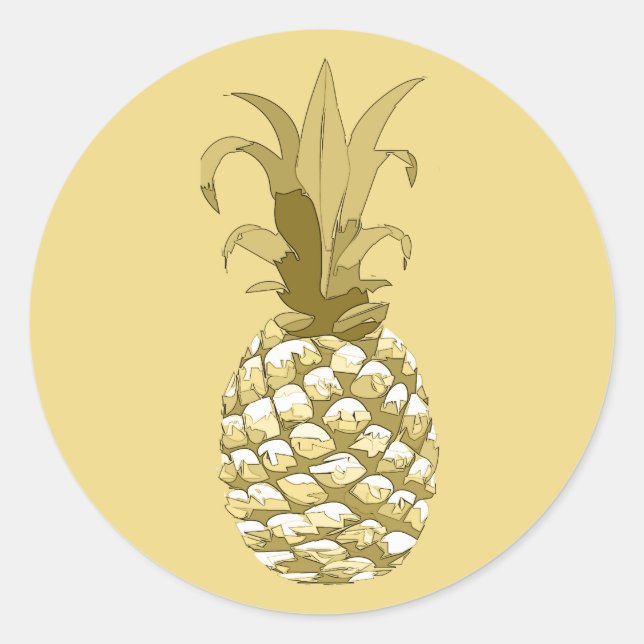 Sticker Rond Pineapple Gold ID239 (Devant)