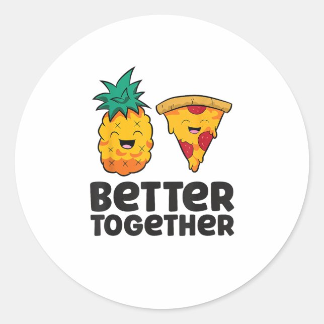 Sticker Rond Pineapple Pizza Better Together Modern Graphic Des (Devant)