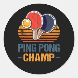 Sticker Rond Ping Pong Champ Table Tennis Joueur Athlète Entraî
