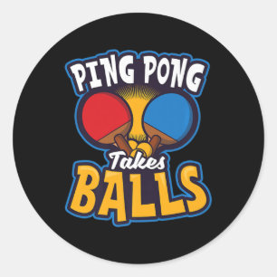 Sticker Rond Ping Pong prend des balles Design Table Tennis