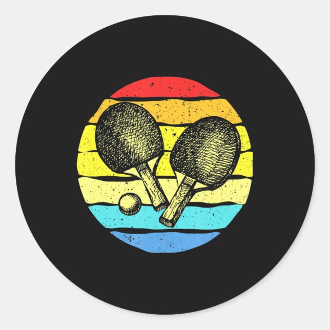Sticker Rond Ping Pong Table Tennis Amateurs Retro (Devant)