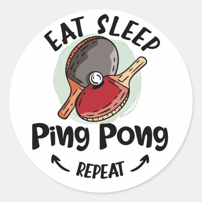 Sticker Rond Ping pong Table Tennis Anniversaire manger dormir (Devant)