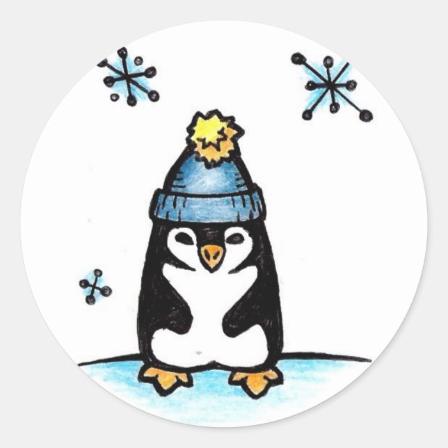 Sticker Rond Pingouin (Devant)