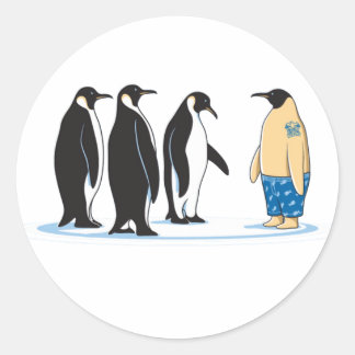 Sticker Rond Pingouin