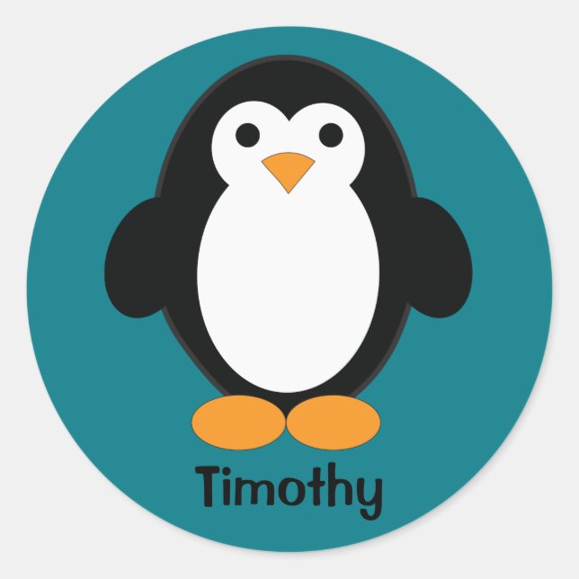 Sticker Rond Pingouin à caricature mignonne (Devant)