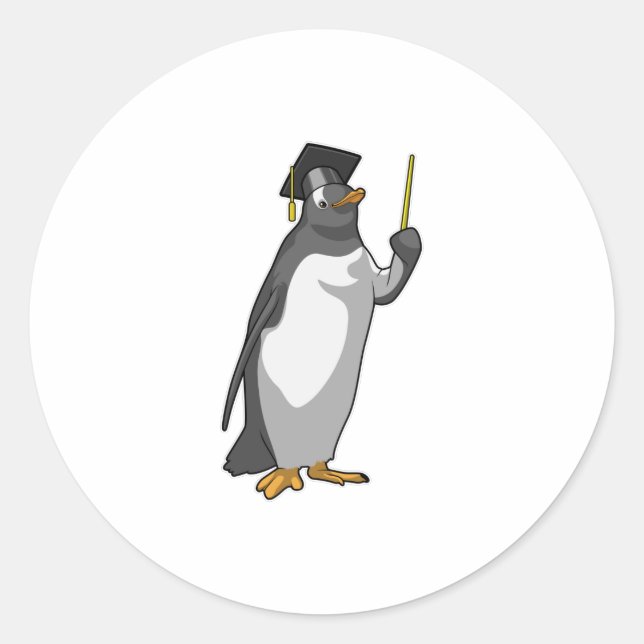 Sticker Rond Pingouin as Teacher with Pointer (Devant)