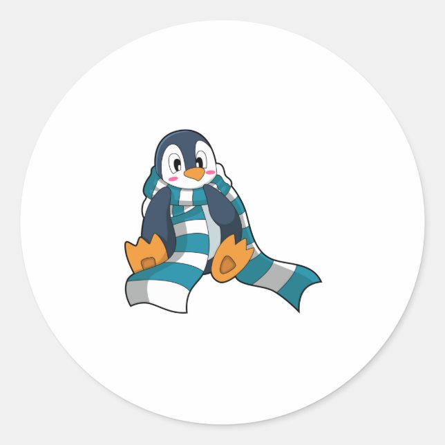 Sticker Rond Pingouin avec Écharpe (Devant)