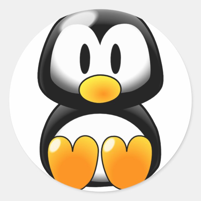 Sticker Rond Pingouin bébé mignon - Personnalisable (Devant)