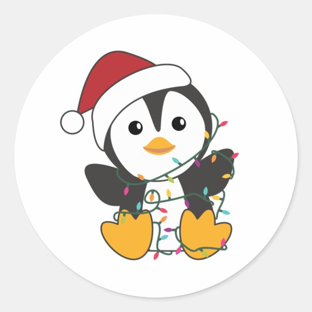 Sticker Rond Pingouin Christmas Snow Winter Animals (Devant)