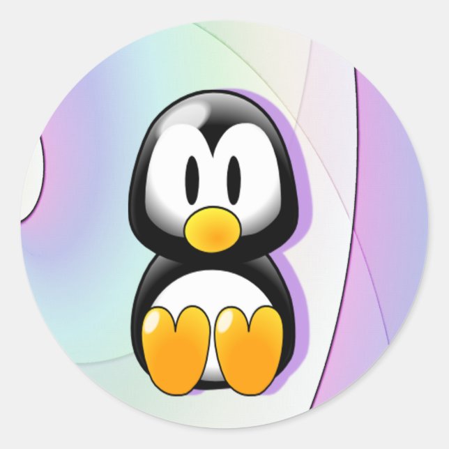 Sticker Rond Pingouin de dessin adorable (Devant)