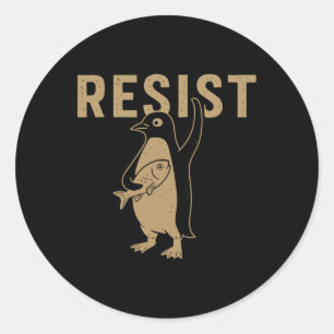 Sticker Rond Pingouin de Fintage Résiste aux pingouins Subtil A