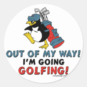 Sticker Rond Pingouin de golf