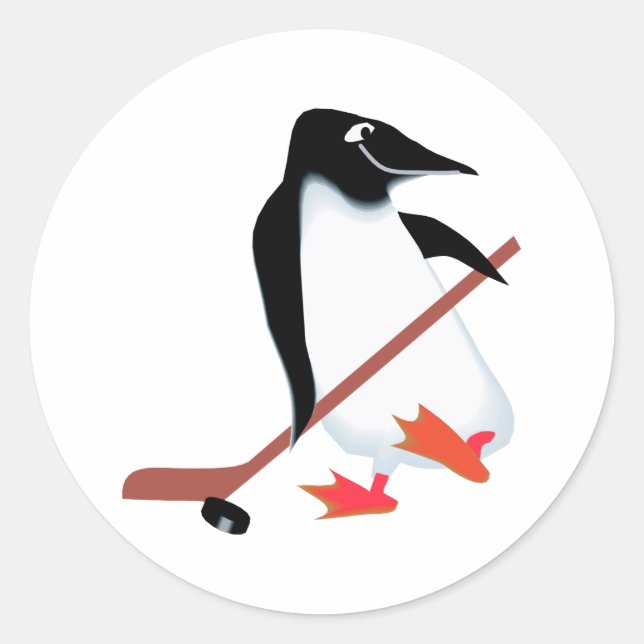 Sticker Rond Pingouin de hockey (Devant)
