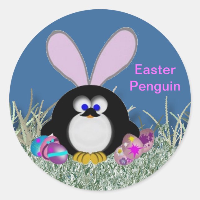 Sticker Rond Pingouin de Pâques (Devant)