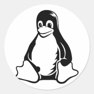 Sticker Rond Pingouin de Tux - (Linux, Open Source, Copyleft,