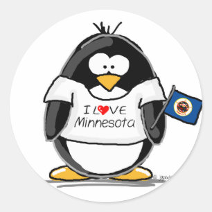 Sticker Rond Pingouin du Minnesota