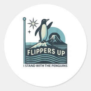 Sticker Rond Pingouin Flippers En Haut Je Me Trouve Avec Le Pin