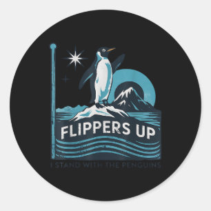 Sticker Rond Pingouin Flippers En Haut Je Me Trouve Avec Le Pin