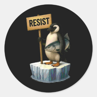 Sticker Rond Pingouin Funny Résiste aux pingouins Cool Résiste 
