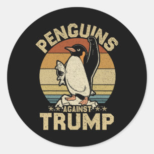 Sticker Rond Pingouin palmes vers le haut résiste aux pingouins