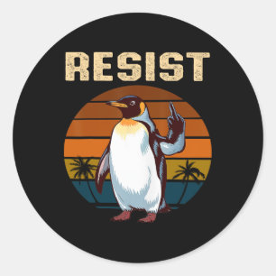 Sticker Rond Pingouin palmes vers le haut résiste aux pingouins