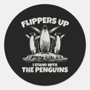Sticker Rond Pingouin palmes vers le haut résiste aux pingouins